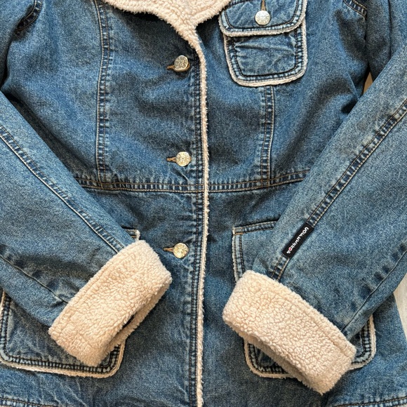 CoffeeShop Denim Jacket, Faux Fur Lining, Sz S - Picture 12 of 12